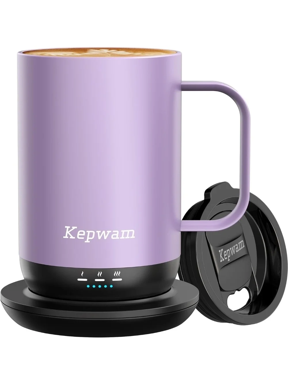 Kepwam Purple 16oz Rechargeable Self-Heating Coffee Mug with App Control Temp